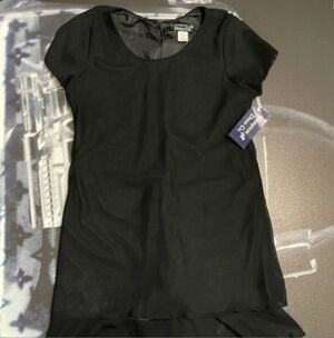 Hampton Dress Co. Black Short Sleeve Ruffle Hem Dress Size L NWT